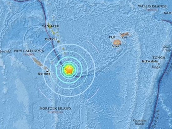 В Тихом океане произошло землетрясение магнитудой более 7 баллов