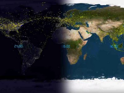 На видео показали передвижения всех самолетов вокруг Земли (видео)