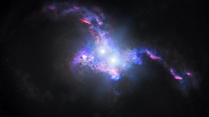 Hubble обнаружил в ранней Вселенной уникальные двойные квазары (видео)