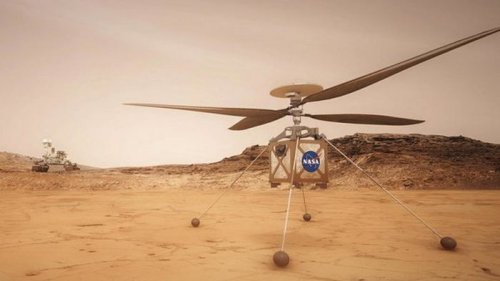 Марсианский вертолет в полете снял ровер Perseverance: разглядеть его непросто – фото