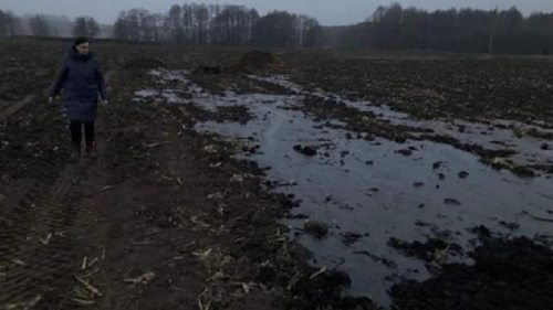 На Сумщине из-за аварии на нефтепроводе произошел разлив нефти в поле