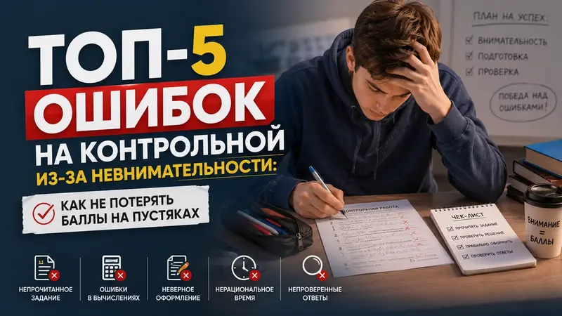 Топ-5 ошибок на контрольной из-за невнимательности: как не потерять баллы на пустяках