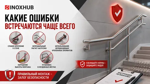 Какие ошибки встречаются чаще всего при монтаже поручней