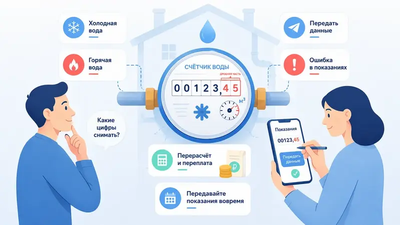 Как правильно снимать показания счётчика воды: какие цифры считать, когда передавать и что делать при ошибке