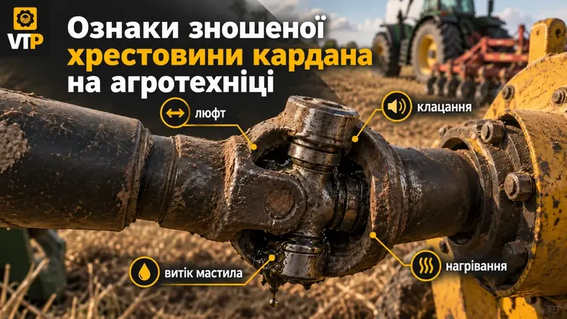 Ознаки зношеної хрестовини кардана на агротехніці